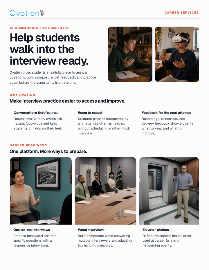 Cover of the Ovation Career Services Overview