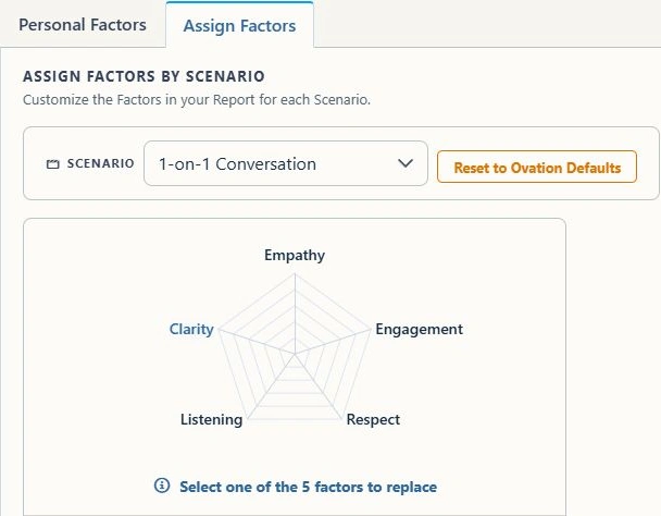 Assign Factors tab with scenario selection and a five-Factor radar preview
