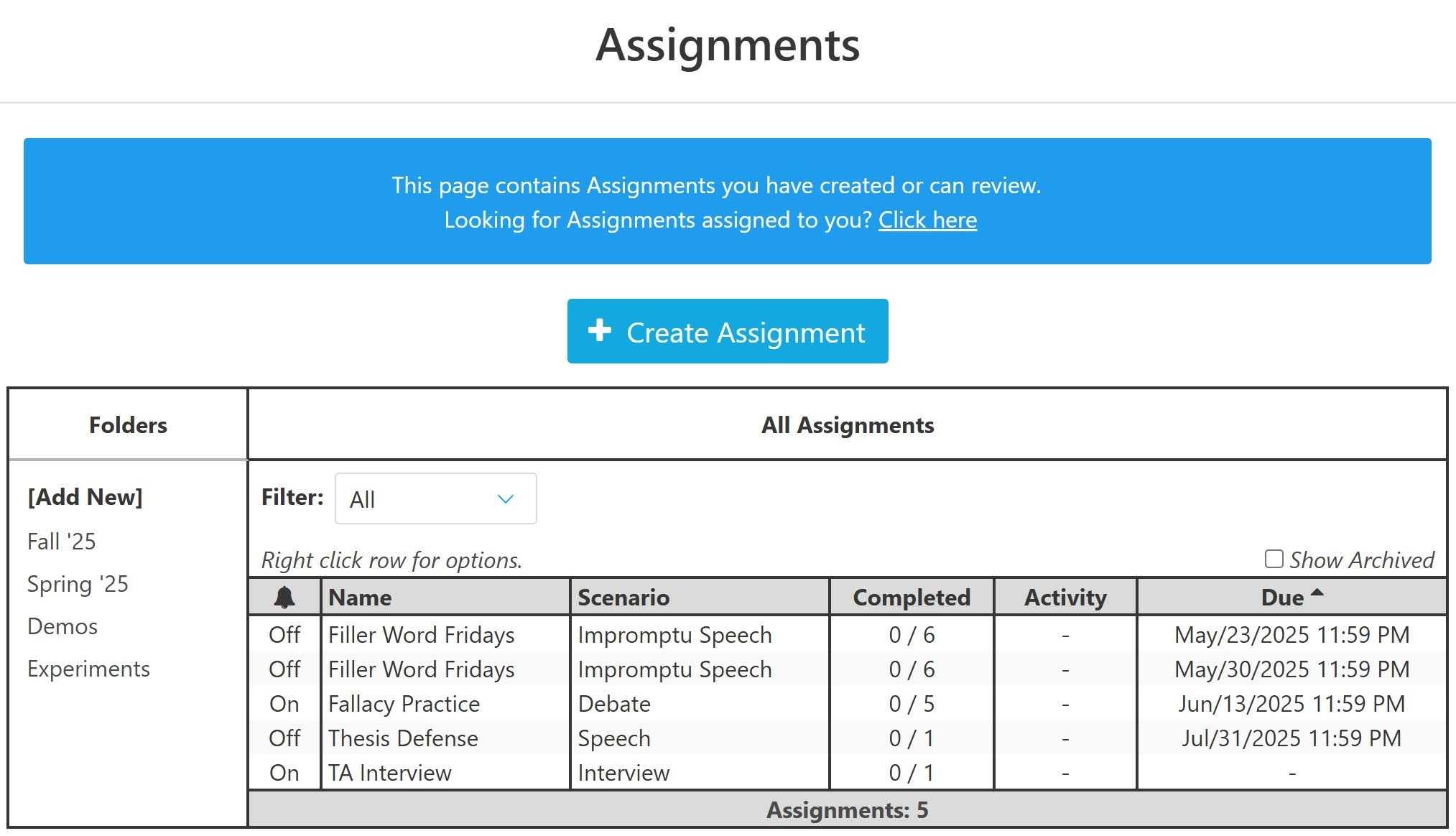 Custom Assignments
